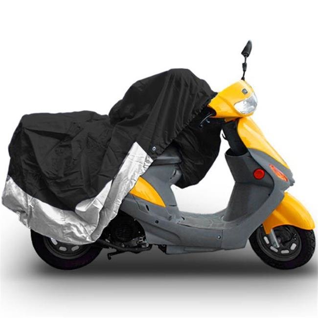 North East Harbor MC-BLA-S-M 80 in. Superior Travel Dust Motorcycle Scooter Moped Covers, Black with Silver Stripe